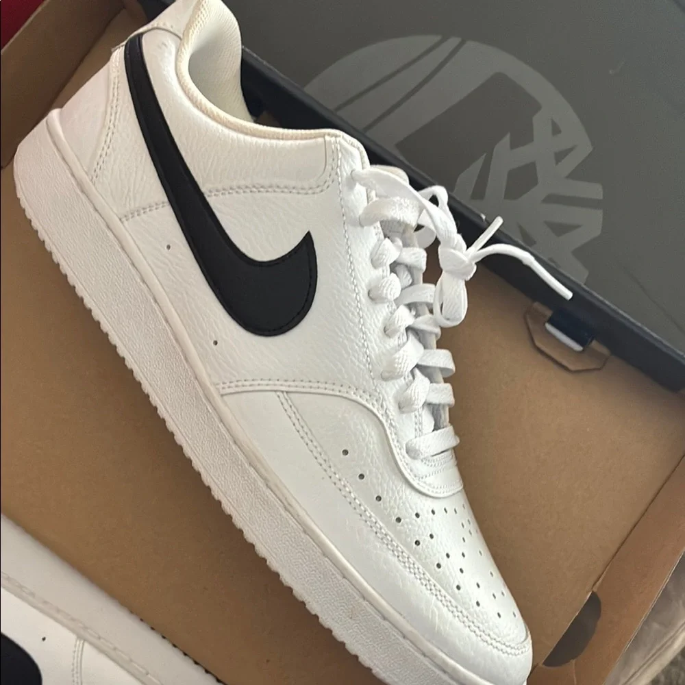 White Sneakers with Black Swoosh - Picture 3 of 5